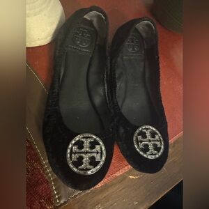 Tory Burch Black Velvet Ballet Flats 5M